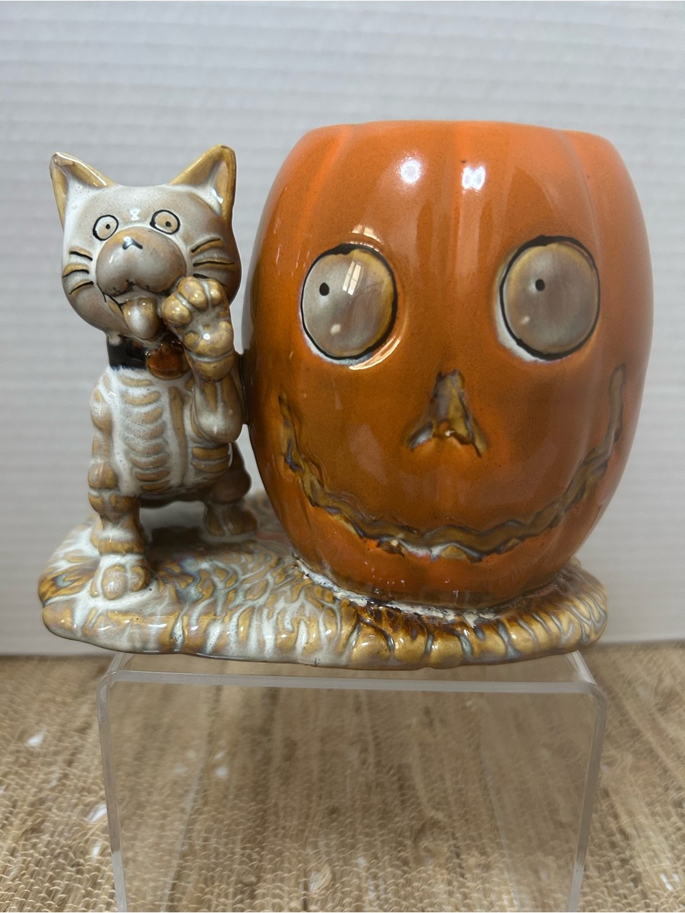 Yankee Candle Boney Bunch Cat Pumpkin Votive Candle Holder. 2013